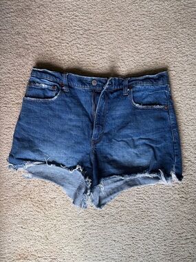Abercrombie & Fitch Dark Blue Distressed Denim Cutoff Shorts